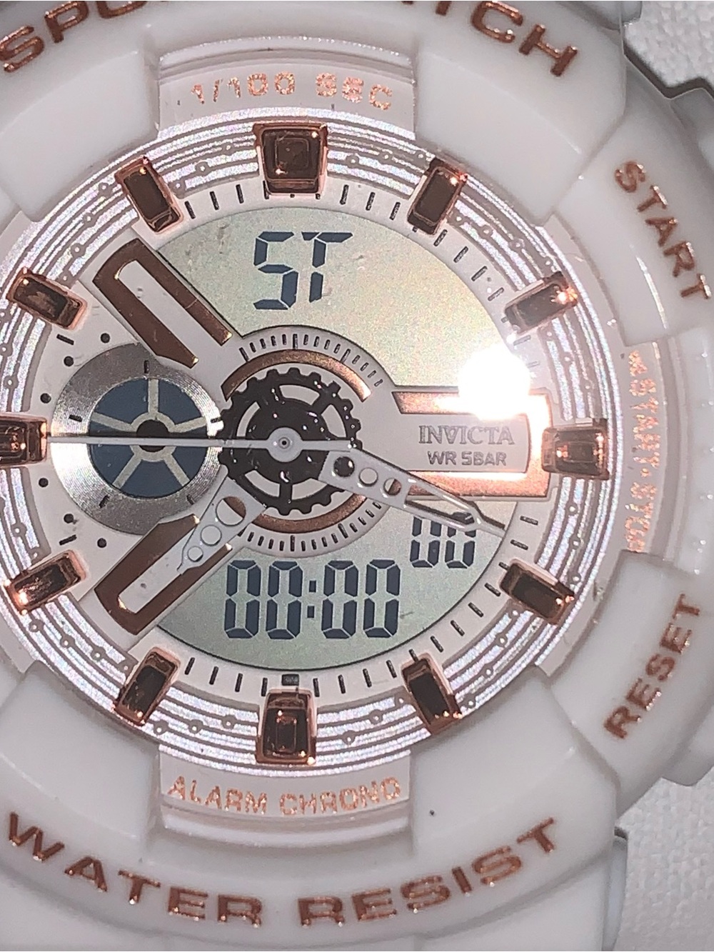 Invicta White and Rose Gold Digital-Analog Sport Watch